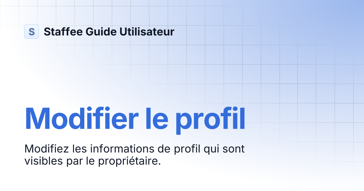 Modifier le profil | Staffee Guide Utilisateur